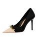 9283-2 European And American Style Banquet High Stiletto Heels Shallow Mouth Color Block Pointed Toe Metal Chain_vogvips.com