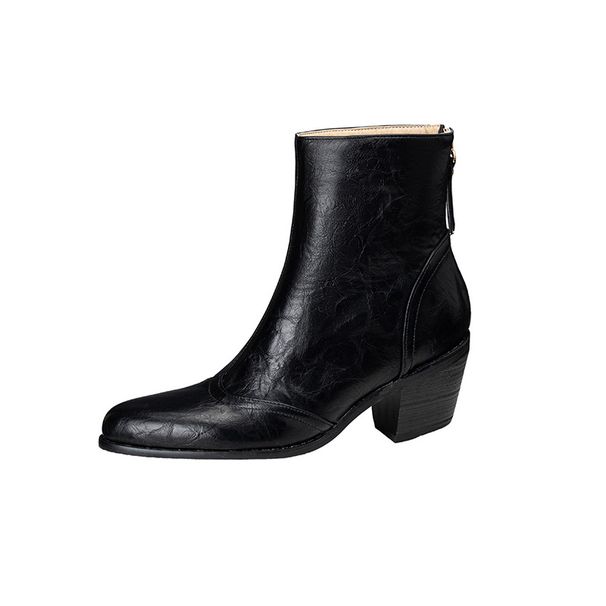 New Autumn Winter Women Hand Scratch Pattern Leather Short Tube Fashion Thick High Heel Martin 40-46 Boots_vogvips.com