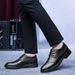 Casual Leather Shoes Men's Round Head Shallow Mouth Lace-up First Layer Work Dress Leather Shoes_vogvips.com