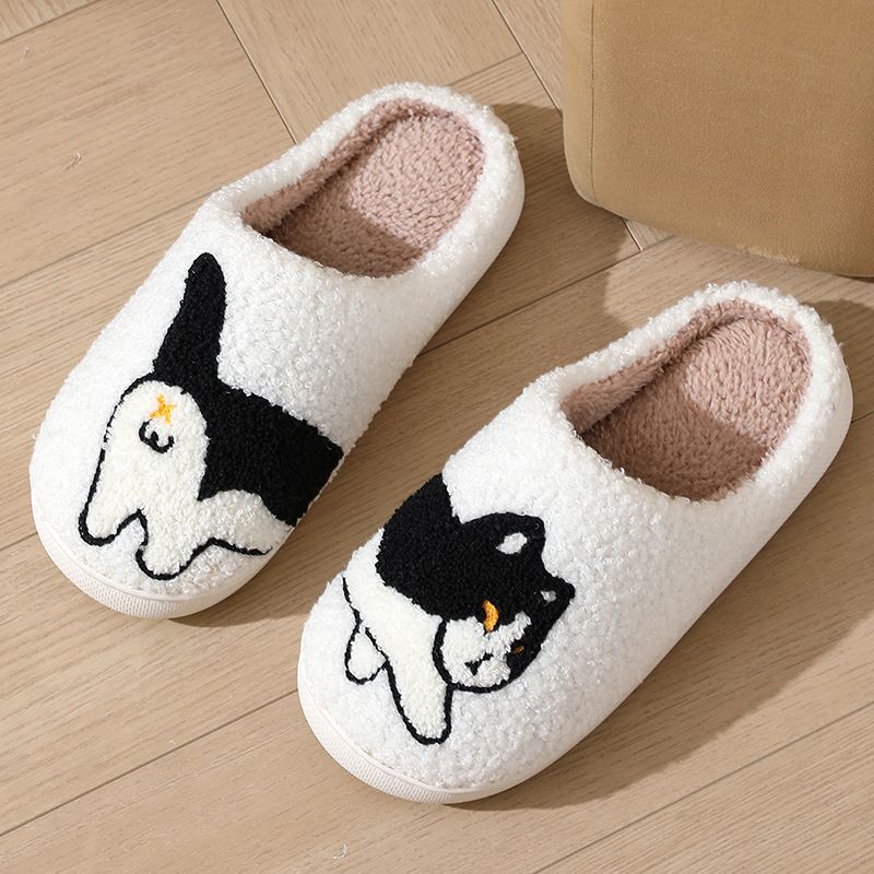 Cartoon Cute Cat Dachshund Dog Women Slippers Indoor Warm Comfort Lightweight Bedroom Concise Winter Cotton Shoes Men_vogvips.com
