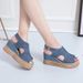 Summer Fish Mouth Large Size Wedge Heel Open Toe Buckle Strap Roman Style High Heel Sandals_vogvips.com