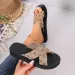 2025 New Foam Lightweight Cross Shaped Printed Beach Thick Soled Slope Heel Flip Flops Women's Blue Khaki_vogvips.com