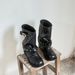 Studded Pleated Slouch 25 Autumn Winter New Western Cowboy Short Tube Belt Buckle Cuff Boots_vogvips.com
