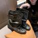 Gentle Girl Street Bow Boots For Women, Ballet Style Vintage Distressed Short Pleated Height-increasing Boots, Original_vogvips.com