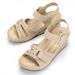 New Women's Slope Heel Magic Buckle Thick Sole Large Mom Sandals_vogvips.com