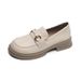 Platform Loafers Women's Retro British Style One-pedal Soft-soled Small Leather Shoes Large Size Women's Shoes_vogvips.com