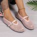 Women's Shoes Large Size Rhinestone Buckle Hollow Ballet Flat Soled Fashion Single Shoes Spring And Autumn Round Toed Single Shoes Women_vogvips.com