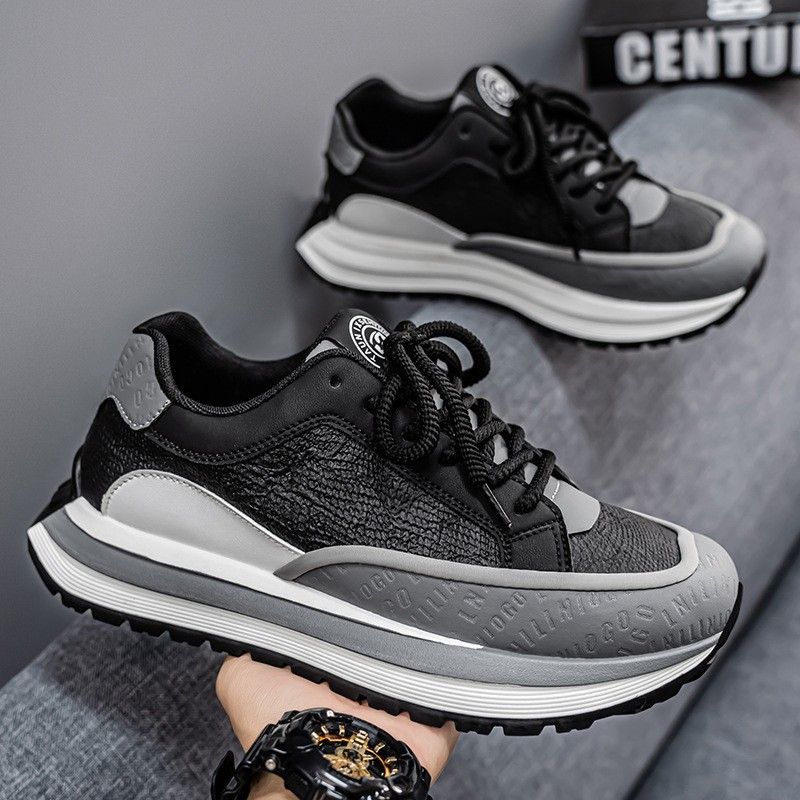 Men's Thick-Soled Low-Top Sports Shoes Casual Versatile Color-Blocked Lace-Up Trendy Men's Sports Shoes_vogvips.com