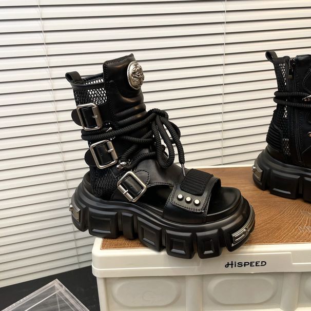 Niche Tank Women's Dark Motorcycle 2025 Summer New Slimming Cool Lace-up Thick-soled Short Martin Boots_vogvips.com