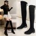 Over-the-Knee Winter Fleece-Lined New Small Size Elastic Slim Internet Celebrity Thick Heel Long High Boots For Women_vogvips.com