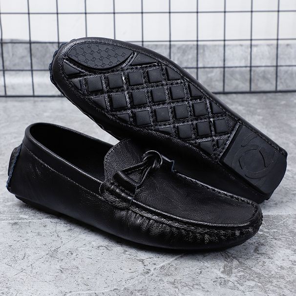 Large Size Men's Casual Leather Shoes Breathable Casual All-in-one Men's Slip-on Bean Shoes_vogvips.com