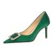 Elegant Women's Pointed Toe High Heel Dress Shoes With Rhinestone Buckle, Comfortable Stiletto Heels For Evening Parties & Formal Occasions_vogvips.com