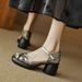 Comfortable Stylish Summer Genuine Leather Roman Sandals, Wear-resistant, Soft Sole, Retro Chunky Round Toe, Low Heel,_vogvips.com