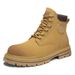 European Warm Series Martin Couple Style Genuine Leather Winter Fleece-Lined Yellow Women's High-Top Casual Men's Work Boots_vogvips.com