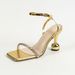 Women's Rhinestone Line With Cross Back Ankle Strap Buckle Shaped Heel Sandals Fashion Party Gold Heels_vogvips.com