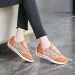 Womens Brown Monogram Print Casual Sneakers Low Top Lace Up Shoes Daily Outfit_vogvips.com
