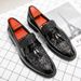 Euro Step Large Size 47 New Pointed Toe Leather Shoes For Men Trendy Sequin Boots British Style Nightclub Dress Loafers_vogvips.com