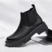 British Style Men Thick Bottom Waterproof Work Shoes Casual Fashion Classic Leather Comfy High Top Round Toe Boots_vogvips.com