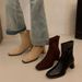 Women Boots High Heel Korean Version Simple Design Square Toe Fashion Shoes Free Shipping_vogvips.com