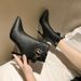 2025 Autumn Winter New Fleece-Lined Pointed Toe Stiletto Buckle High Heel Short For Wide Feet Versatile Trendy Slimming_vogvips.com