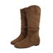 2025 Autumn New Women's Long Round Toe Pleated Slouch With Hidden Wedge Soft Sole Suede Over-the-Knee High Boots_vogvips.com