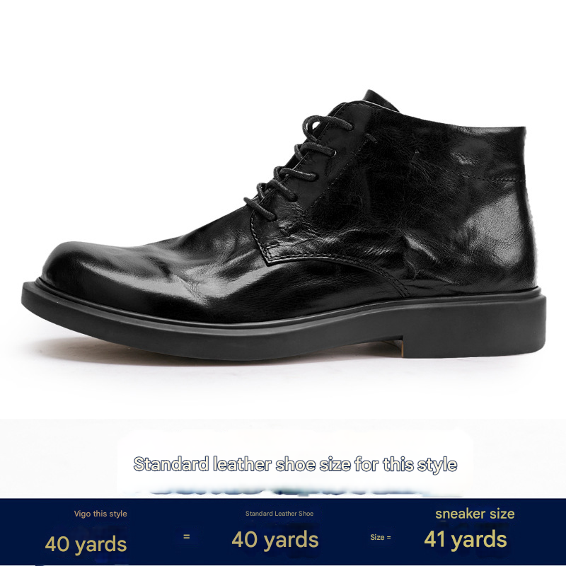 European Warm Series Men's Leather With Hand-Scrapped Texture, Business Casual High-Top Martin Fashion Cowhide Ankle Boots, Trendy Boots_vogvips.com