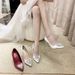 Women's Champagne Gold High Heels Crystal Embellished Wedding Dress Shoes Style Bridesmaid Footwear White Wine Red_vogvips.com