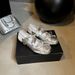 French Style Square Toe Breathable Cross Strap Ballet Flats For Women 2025 Summer New Silver Bow Flat Mary Jane Shoes_vogvips.com