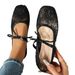 Women's Lace Fairy Style Flat Shoes Square Toe Lace up Design Mesh Material Super Soft Full of Summer Vibes_vogvips.com