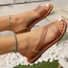 2025 Summer New European And American Style Cross-Strap Flat With Metal Ring Buckle Fashionable Plus Size Sandals_vogvips.com