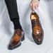 Euro Step Formal Business New Brogue Casual Large Size Pointed Leather Groom Wedding Shoes_vogvips.com
