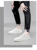Men's Round Head Board Shoes Cowhide Surface Breathable Small Hole Casual Little White Shoes Low-top Sports Men's Shoes_vogvips.com
