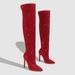 Women's Rhinestone Knee-High Boots Pointed Toe Side Zipper Comfortable Wide Fit Fashion Stiletto Heels_vogvips.com