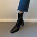 Genuine Square Toe High Ankle For Women 2025 New French Style Leather Black Stretch Slim Versatile Chunky Heel Boots_vogvips.com