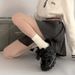 Postpartum Socks, Men's And Women's Medium Length Pure Cotton Socks, Summer Thin Style Ins Trend Black And White Solid Color Stacked Socks_vogvips.com