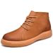 European Warm Series Men's Martin Winter Fleece-Lined Warm Genuine Leather Short Boots British High-Top Mid-Top Work Shoes Light Brown Black_vogvips.com