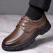 Dad Casual British Style Lace-up Soft Sole Non-slip Wear-resistant Business Formal Leather Trendy Men's Shoes_vogvips.com