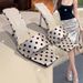 Summer White Polka Dot Square Toe Stiletto Heel Sandals - Women's Outerwear, Fairy Style, Versatile, Elegant High Heel Sandals_vogvips.com