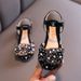 New Pearl Rhinestone Bow Small Middle Children Dance Shoes Performance Shoes Half Sandals_vogvips.com