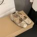2025 New Spring Autumn Square Head Embroidered Women's Casual Flat Bottom Mary Jane With Skirt And Shallow Mouth Single_vogvips.com
