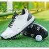 Men White Spikeless Golf Shoes Waterproof Non Slip Breathable Cushion Sole Outdoor Training Sneakers_vogvips.com
