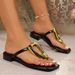 Women's Chunky Flip-Flops Summer Beach Sandals With Metal Buckle Indoor Slip-On Slippers_vogvips.com