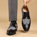 HPIOPL Men's Brogue Loafers - Classic Houndstooth Pattern, Breathable Casual Dress Shoes For Business & Leisure_vogvips.com