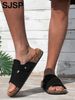 Couple's Summer Men's Sandals, Simple Solid Color - Casual Backless Slippers With Upper And Black Straps, Suitable For_vogvips.com