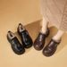 Velcro Loafers Women's Velvet Warm Two Cotton Single Shoes Leather Shoes Foreign Style_vogvips.com