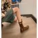 Vintage-Inspired Women's Duck Boots With Hidden Wedge - Lace-Up Ankle Combat Boots In Brown, Casual Western Style For Outdoor & Urban Wear_vogvips.com
