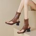 Elegant Style~ French-style Flip-flop Soft Leather Beach For Women, 2026 Summer New Model, Chunky Heel Roman Elastic_vogvips.com