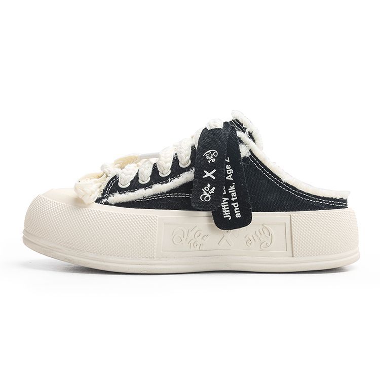 x Q Vonton Women's 2025 Summer Breathable Versatile White Lazy Half Slip Shoes Without The Shoebox 4b180_vogvips.com