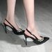 2338-1 European And American Style Sexy Party Slimming Pointed Toe Rhinestone Women's Ultra High Heels Patent Leather_vogvips.com