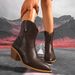 Women's British Style Plus Size Mid Heel Ankle Boots Pointed Toe Martin Boots Retro Design_vogvips.com